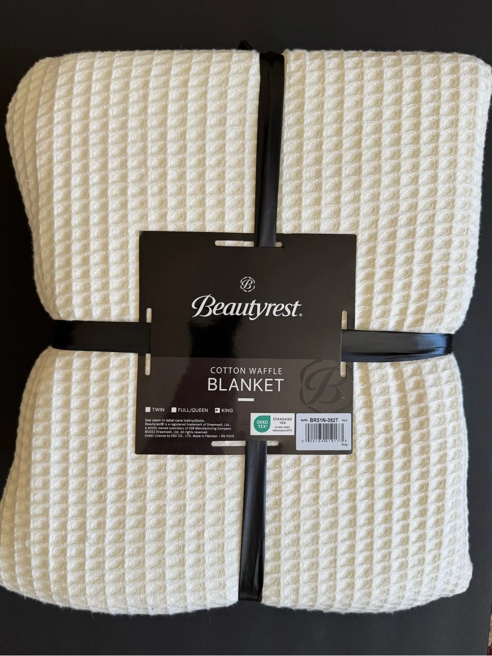 Beautyrest Blanket Waffle Weave Cotton Khaki Full/Queen Lightweight